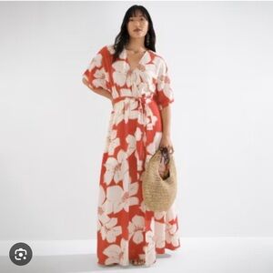 Premier Coral and White Floral Maxi Dress